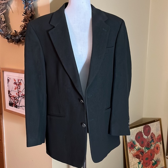 Vtg 60s/70s BILL BLASS Size 40S Cashmere Sportcoat Forest Green 2-Button Classic - Picture 8 of 16